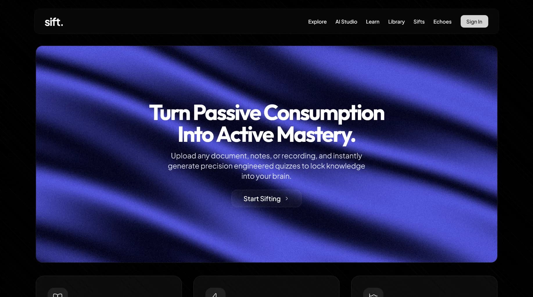 Sift dark active recall and learning interface